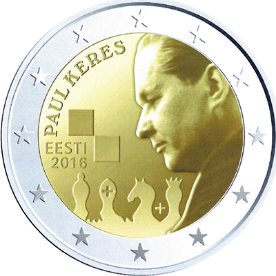 The 100th anniversary of the birth of the famous Estonian chess grandmaster Paul Keres coin