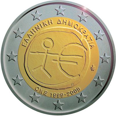 en years of economic and monetary union (EMU) and the birth of the euro - Greece coin