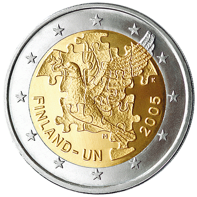 60th anniversary of the establishment of the United Nations and 50th anniversary of Finland’s membership coin