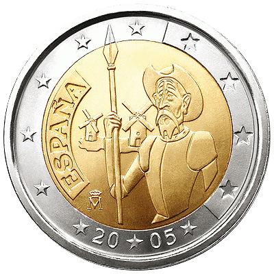 400th anniversary of the first edition of Miguel de Cervantes’ Don Quixote de La Mancha coin