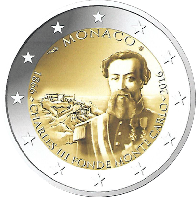 The 150th anniversary of the foundation of Monte Carlo by Charles III coin