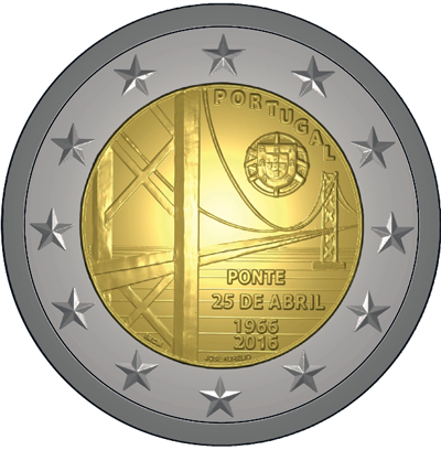 50 years of the first bridge uniting the two riverbanks of the Tejo River coin