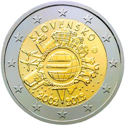 10 years of euro cash – Slovakia coin