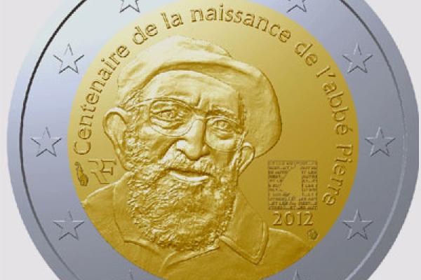 The 100th anniversary of the birth of the Abbé Pierre, famous in France as protector of the Poor coin