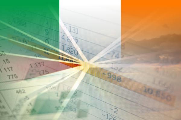 Irish flag with economic charts